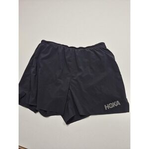 HOKA ONE ONE Shorts Mens Large Black Lined 5" Inseam Running Gym Zip Pocket